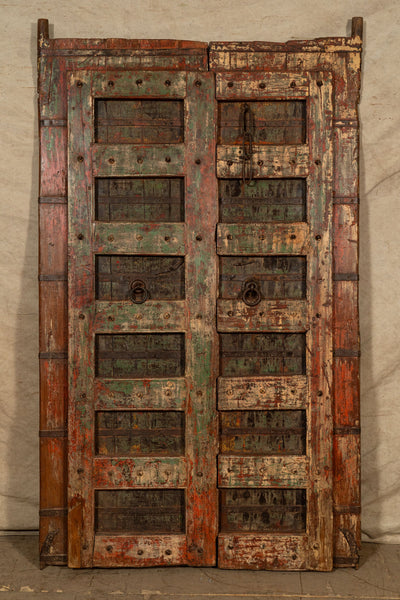 Biscottini Porta portone in legno massello e ferro da interno o da esterno vecchia e antica medievale scorrevole