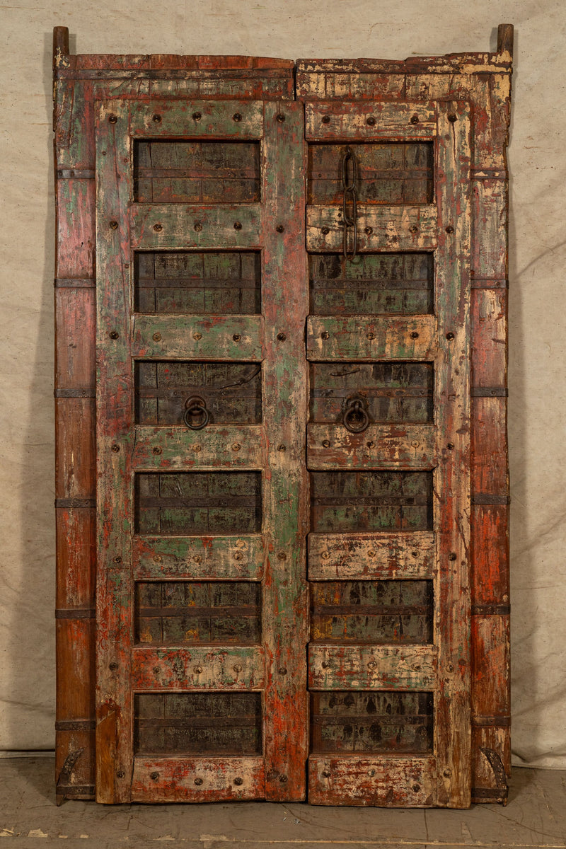 Biscottini Porta portone in legno massello e ferro da interno o da esterno vecchia e antica medievale scorrevole