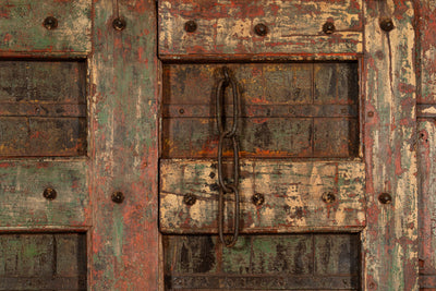 Biscottini Porta portone in legno massello e ferro da interno o da esterno vecchia e antica medievale scorrevole