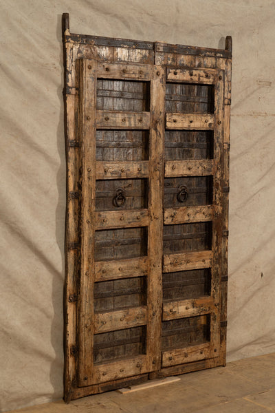 Biscottini Porta portone in legno massello e ferro da interno o da esterno vecchia e antica medievale scorrevole