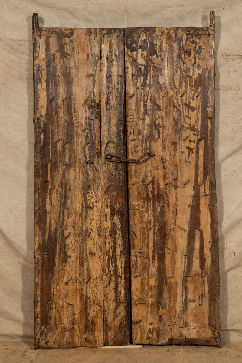 Biscottini Porta portone in legno massello e ferro da interno o da esterno vecchia e antica medievale scorrevole