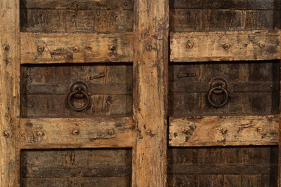 Biscottini Porta portone in legno massello e ferro da interno o da esterno vecchia e antica medievale scorrevole