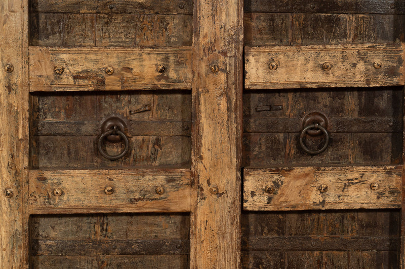 Biscottini Porta portone in legno massello e ferro da interno o da esterno vecchia e antica medievale scorrevole