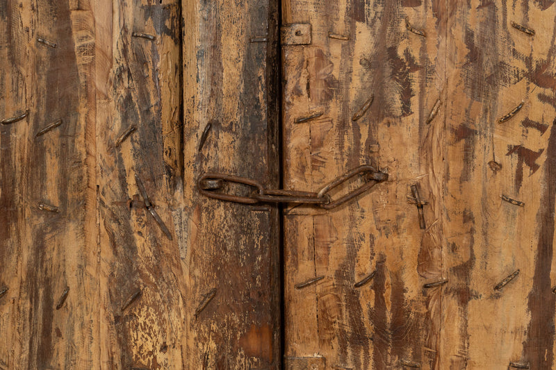 Biscottini Porta portone in legno massello e ferro da interno o da esterno vecchia e antica medievale scorrevole