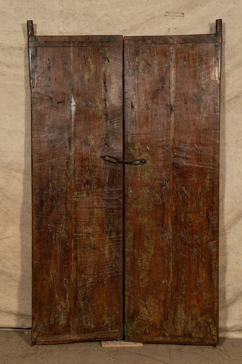 Biscottini Porta portone in legno massello e ferro da interno o da esterno vecchia e antica medievale scorrevole