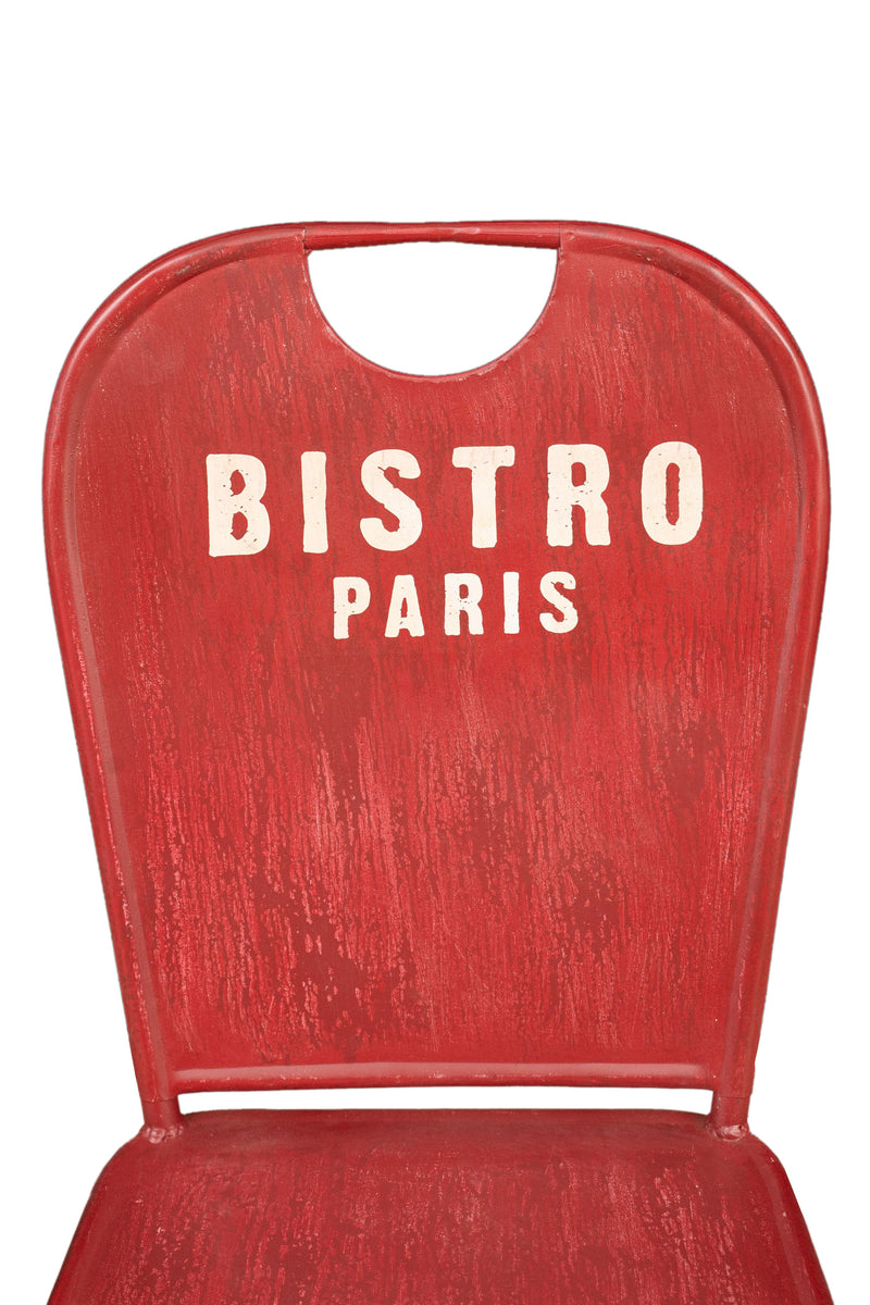 Biscottini Sedia sagomata "Bistro de Paris" in ferro finitura rosso anticata L43xPR48xH92 cm