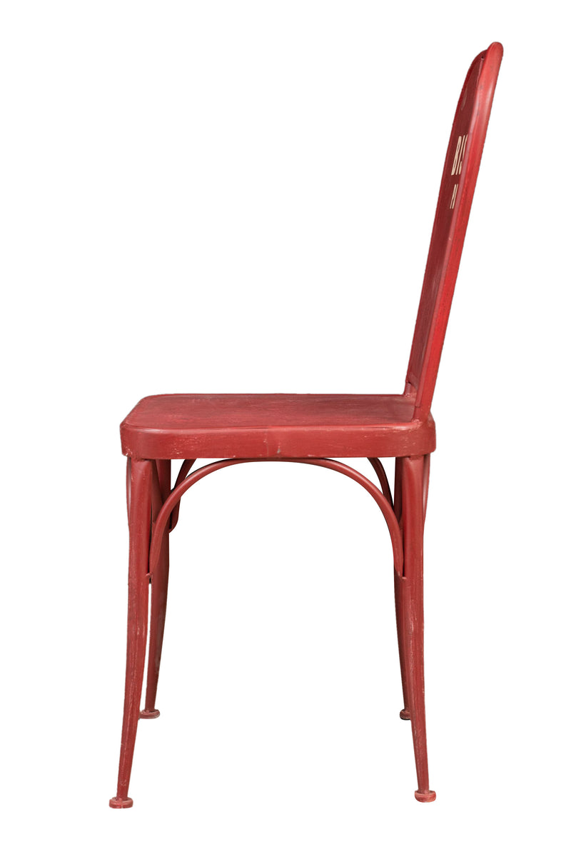 Biscottini Sedia sagomata "Bistro de Paris" in ferro finitura rosso anticata L43xPR48xH92 cm