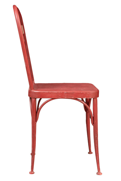 Biscottini Sedia sagomata "Bistro de Paris" in ferro finitura rosso anticata L43xPR48xH92 cm