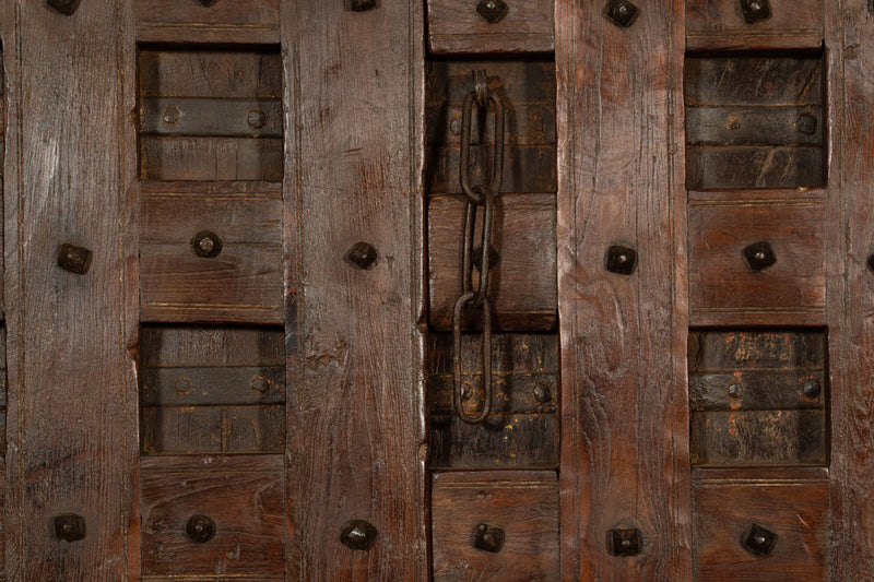 Biscottini Porta portone in legno massello e ferro da interno o da esterno vecchia e antica medievale scorrevole