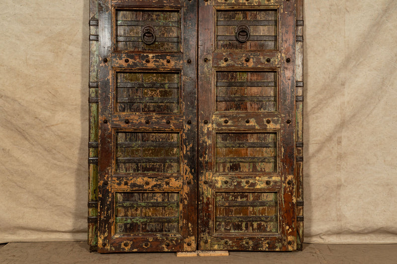 Biscottini Porta portone in legno massello e ferro da interno o da esterno vecchia e antica medievale scorrevole