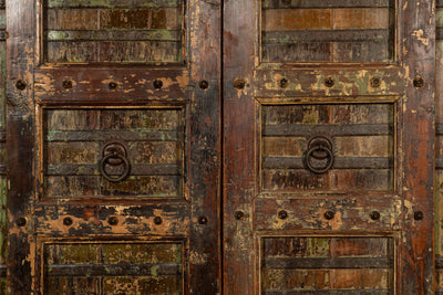 Biscottini Porta portone in legno massello e ferro da interno o da esterno vecchia e antica medievale scorrevole