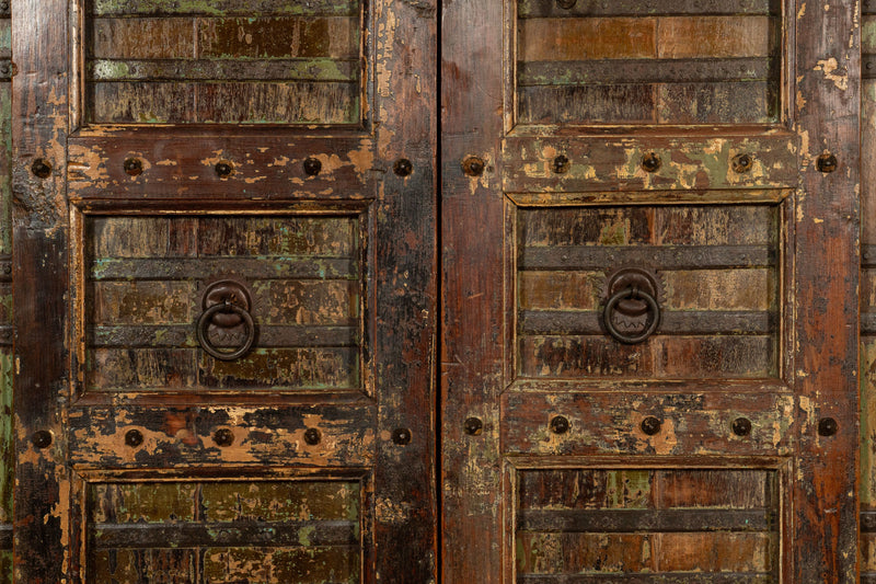 Biscottini Porta portone in legno massello e ferro da interno o da esterno vecchia e antica medievale scorrevole