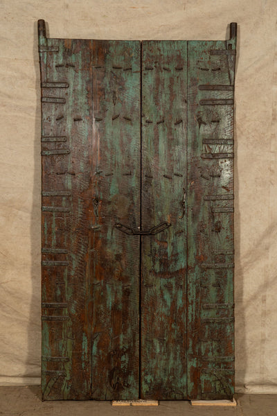 Biscottini Porta portone in legno massello e ferro da interno o da esterno vecchia e antica medievale scorrevole