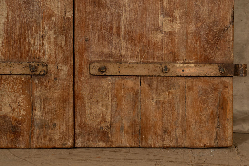 Biscottini Porta portone in legno massello e ferro da interno o da esterno vecchia e antica medievale scorrevole