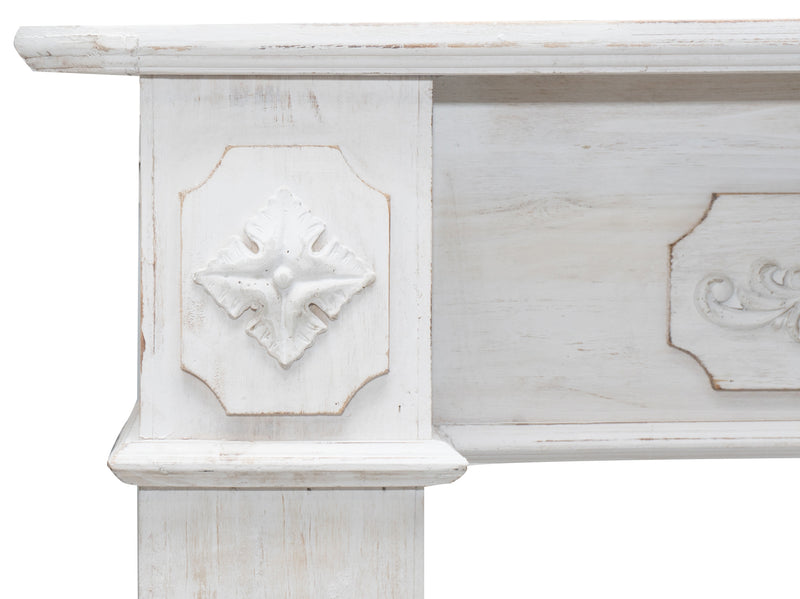 Biscottini Cornice camino in legno finitura bianca anticata L121xPR28xH96 cm realizzata