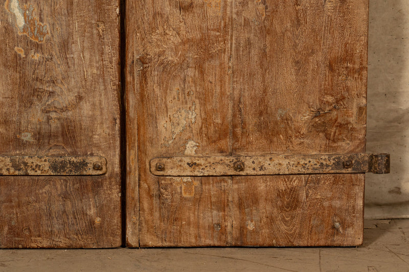 Biscottini Porta portone in legno massello e ferro da interno o da esterno vecchia e antica medievale scorrevole