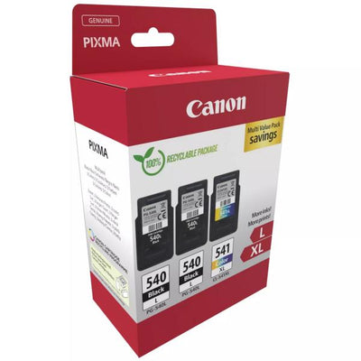 Multipack Canon 540L x2/CL-541XL - Confezione da 3 - Resa elevata - Nero, Colore (ciano, magenta, giallo)
