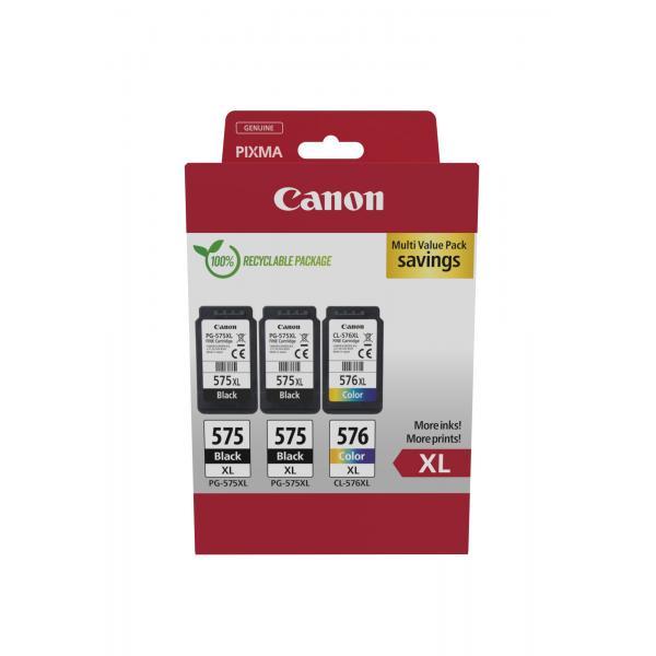 Multipack Canon PG-575XLx2/CL-576XL - Confezione da 3 - Resa elevata - Nero, Colore (ciano, magenta, giallo)