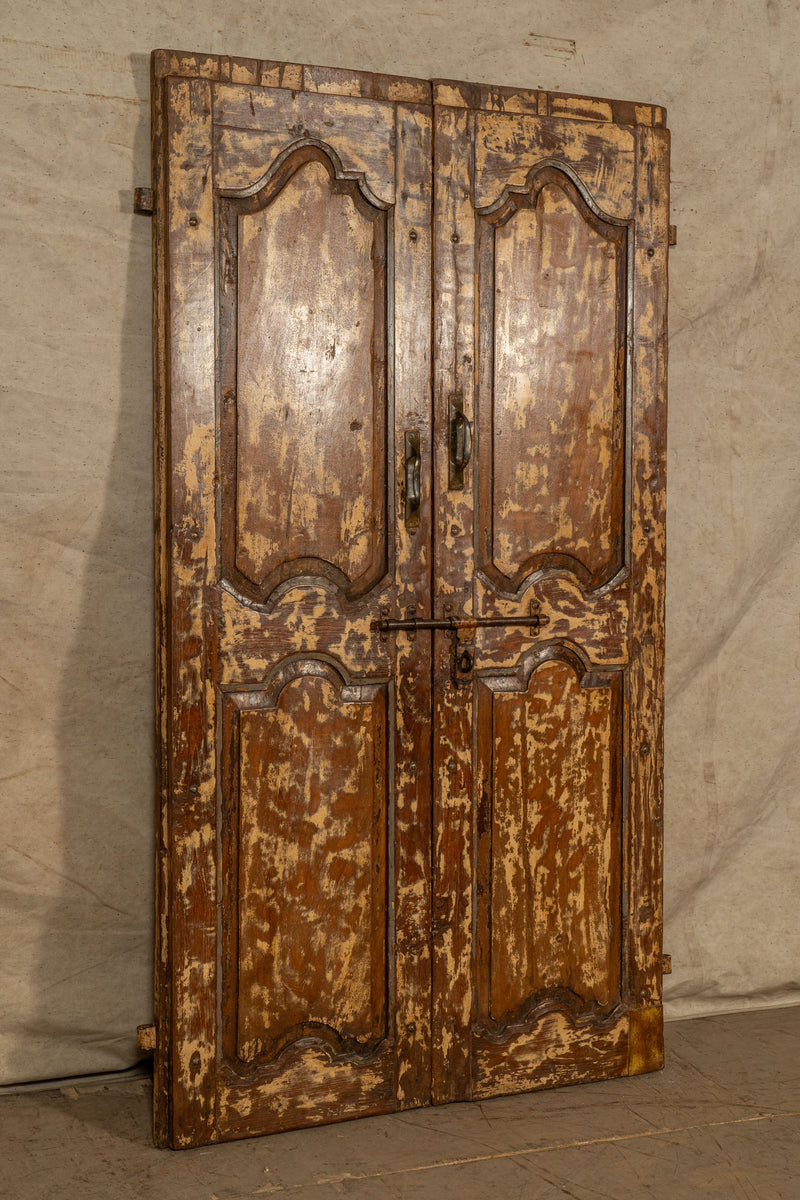 Biscottini Porta portone in legno massello e ferro da interno o da esterno vecchia e antica medievale scorrevole