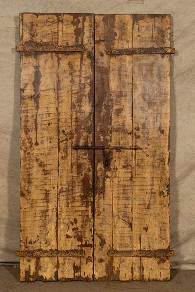 Biscottini Porta portone in legno massello e ferro da interno o da esterno vecchia e antica medievale scorrevole