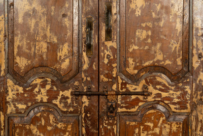 Biscottini Porta portone in legno massello e ferro da interno o da esterno vecchia e antica medievale scorrevole