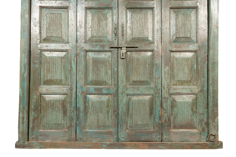 Biscottini Porta portone in legno massello e ferro da interno o da esterno vecchia e antica medievale scorrevole con telaio