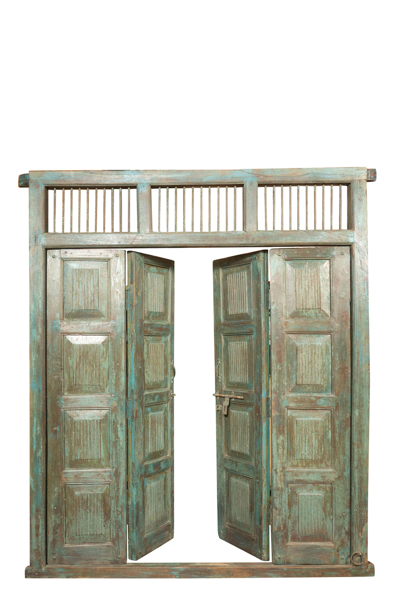 Biscottini Porta portone in legno massello e ferro da interno o da esterno vecchia e antica medievale scorrevole con telaio