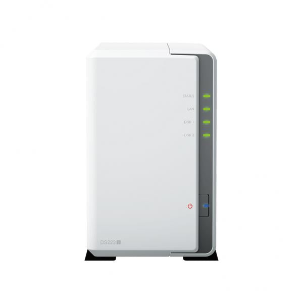 Dispositivo Storage Synology DS223J - NAS DiskStation DS223J Diskless 2 Slot (Senza Dischi Installati) - 2 x 3.5"/2.5" SATA III/SATA II, Realtek RTD1619B, 1.7 GHz, 1GB Ram, 2x USB 3.0