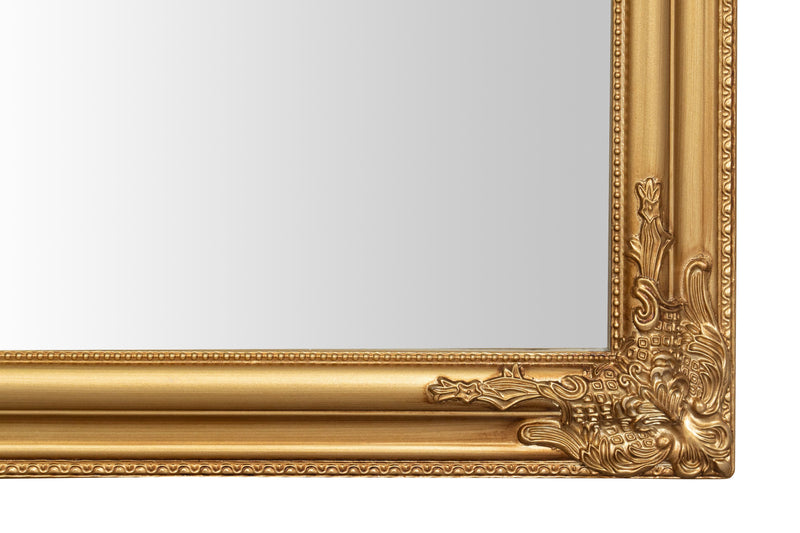 Biscottini Specchio Specchiera da parete e appendere verticale/orizzontale L72xPR4xH180 cm finitura foglia oro anticato.
