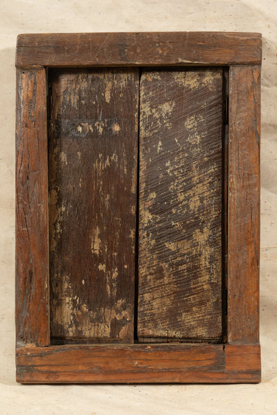 Biscottini Finestra finestrina grata in legno massello e in ferro antica e vecchia medievale con telaio da interno o da esterno