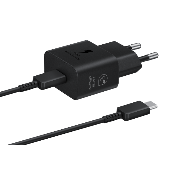SAMSUNG FAST EP-T2510XBEGEU - ALIMENTATORE 25W USB-C BLACK + CAVO 1M