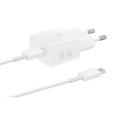 SAMSUNG FAST EP-T2510XWEGEU - ALIMENTATORE 25W USB-C WHITE + CAVO 1M