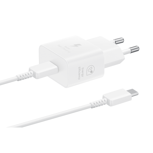 SAMSUNG FAST EP-T2510XWEGEU - ALIMENTATORE 25W USB-C WHITE + CAVO 1M