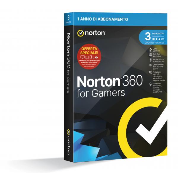 Software Internet Security Norton 360 for gamers - 3 Dev - 50Gb - 12 Mesi