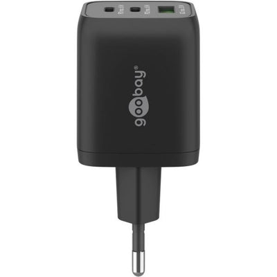 Nano Caricatore Alimentatore GaN 2xUSB-C (PD) + USB-A (QC) da Muro 65W Nero