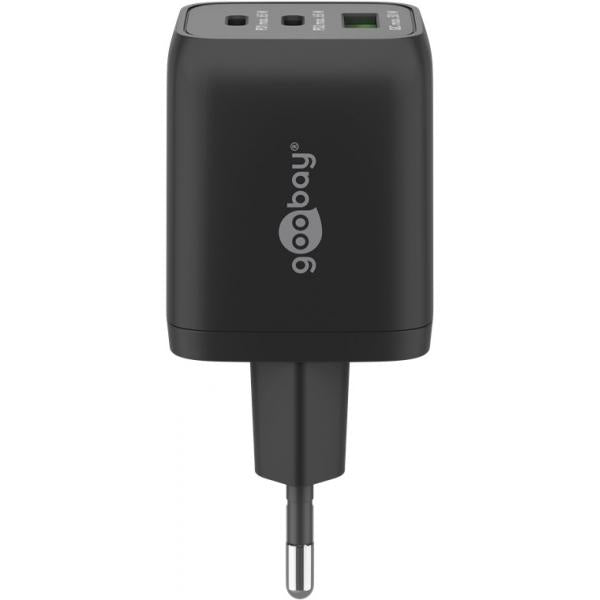 Nano Caricatore Alimentatore GaN 2xUSB-C (PD) + USB-A (QC) da Muro 65W Nero