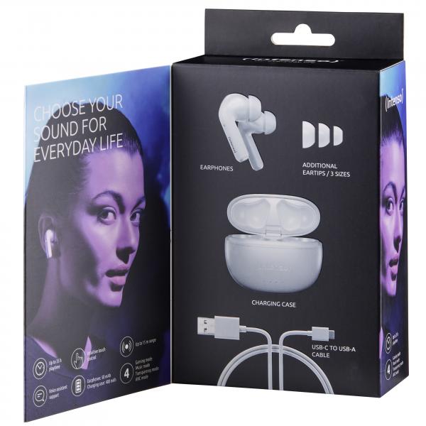 INTENSO AURICOLARI IN EAR BLUETOOTH, ANC, BIANCO