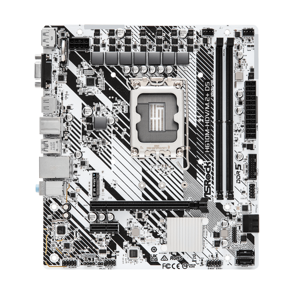 ASRock H610M-HDV/M.2+ D5 - Motherboard - micro ATX - LGA1700-Sockel - H610 Chipsatz - USB 3.2 Gen 1, USB-C 3.2 Gen 1 - Gigabit LAN - Onboard-Grafik (CPU erforderlich)