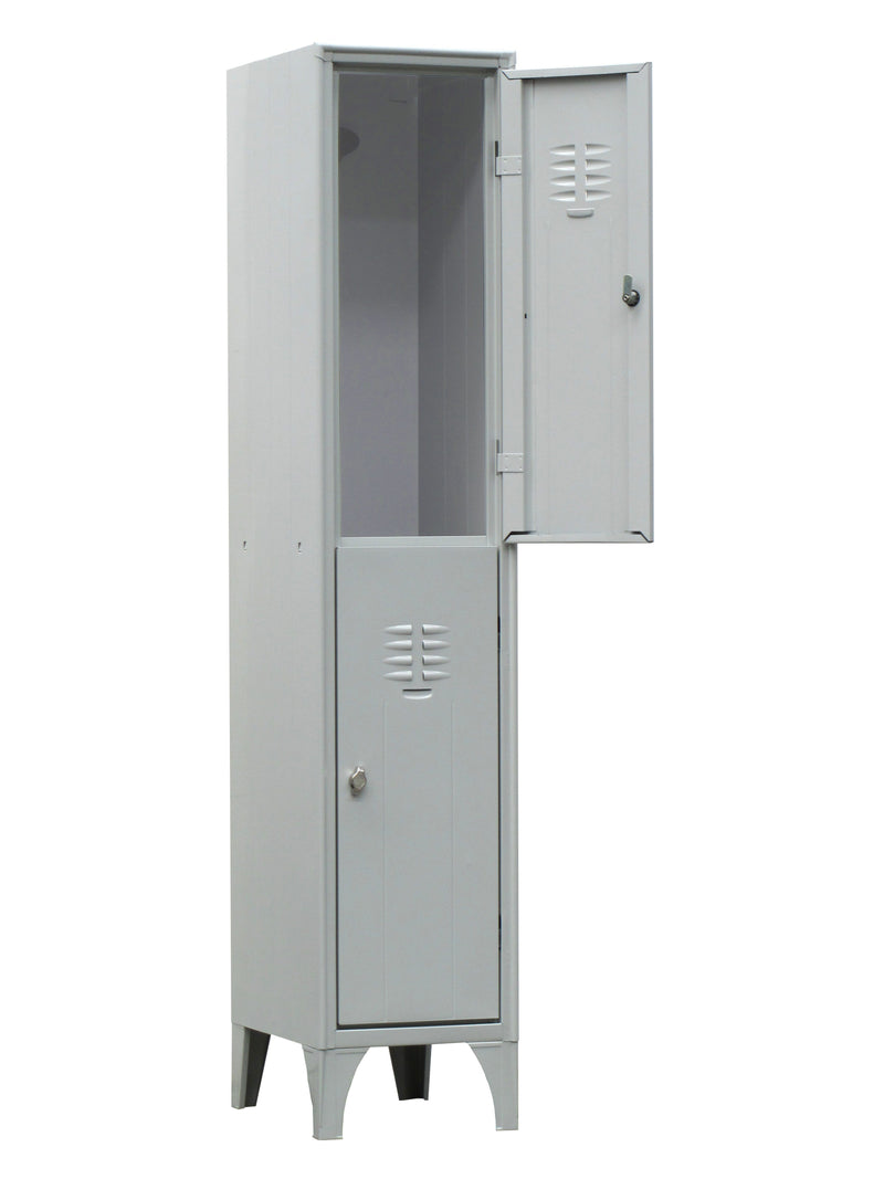 Armadietto spogliatoio multi vano sovrapposto a 2 ante in metallo verniciato cm. 35x50x180h