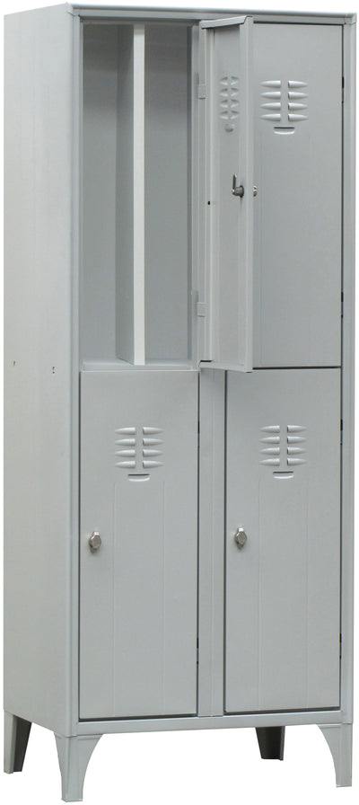 Armadietto sovrapposto a 4 posti con tramezza sporco/pulito cm. 70x35x180h