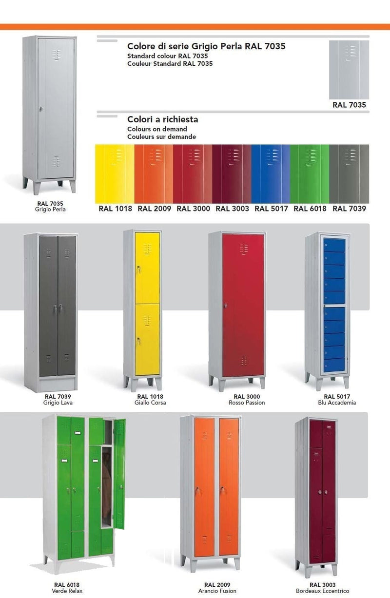 Armadio metallico sovrapposto con portascarpe a 6 posti cm. 105x35x180h