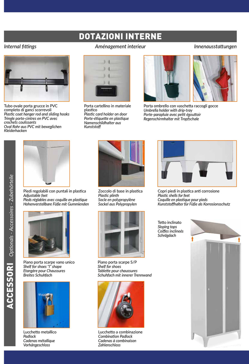 Armadio in metallo verniciato a 6 posti con tramezza interna cm. 105x50x180h