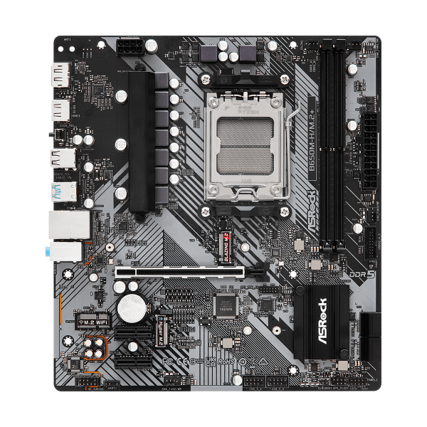 ASRock B650M-H/M.2+ - scheda madre - micro ATX - Socket AM5 - chipset AMD B650 - USB-C 3.2 Gen 1, USB 3.2 Gen 1 - Gigabit LAN - grafica integrata (CPU richiesta)