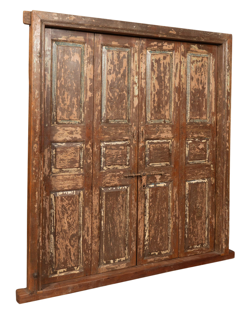 Biscottini Porta portone in legno massello e ferro da interno o da esterno vecchia e antica medievale scorrevole con telaio