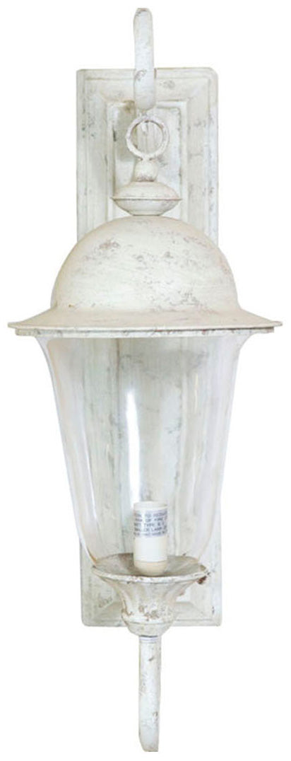 Biscottini Lampada applique a muro elettrificata in ferro battuto finitura bianca anticata L28xPR20xH54,5 cm
