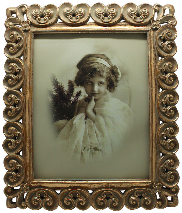 Biscottini Portafoto da appoggio verticale/orizzontale in resina finitura oro anticata L30xPR2xH35 cm