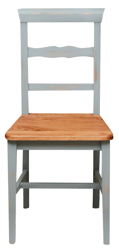 Biscottini Sedia Country con struttura in faggio grigia anticata e seduta in massello di tiglio naturale Made in Italy