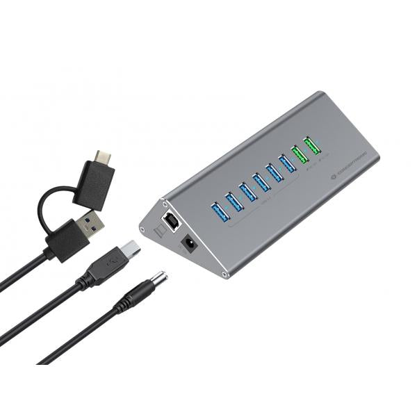 Conceptronic HUBBIES18G hub di interfaccia USB 3.2 Gen 1 [3.1 Gen 1] Type-B 5000 Mbit/s Grigio (Conceptronic - dockingstation)