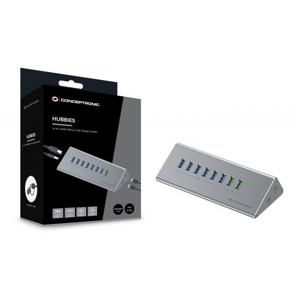 Conceptronic HUBBIES18G hub di interfaccia USB 3.2 Gen 1 [3.1 Gen 1] Type-B 5000 Mbit/s Grigio (Conceptronic - dockingstation)