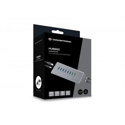 Conceptronic HUBBIES18G hub di interfaccia USB 3.2 Gen 1 [3.1 Gen 1] Type-B 5000 Mbit/s Grigio (Conceptronic - dockingstation)